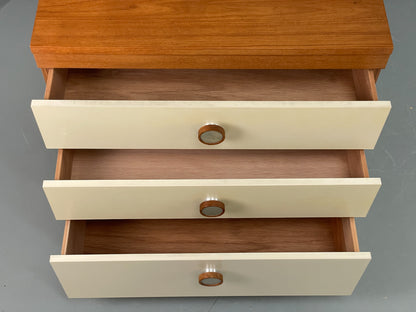 Vintage Chest Of Drawers By Uniflex Retro 1970s Teak Off White EB12196