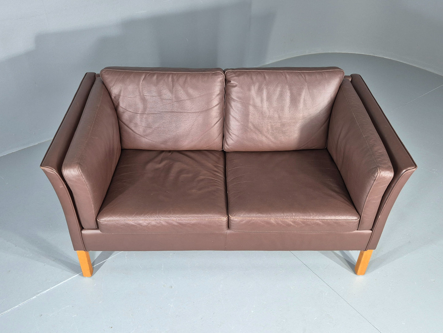 Vintage Danish 2 Seater Sofa Vemb Brown Leather 1970s Retro MCM  EB12408