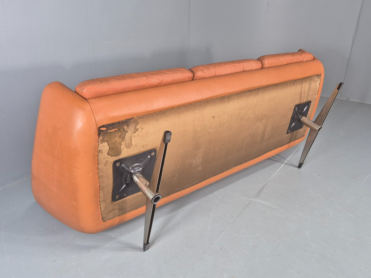 Vintage 3 Seater Sofa Tan Leather Danish 1960s Edmund Jorgensen Design EB12226