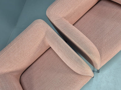 2 Roger Lewis Modern Design Armchairs Pink Wool Upholstery EB9952 MNOR