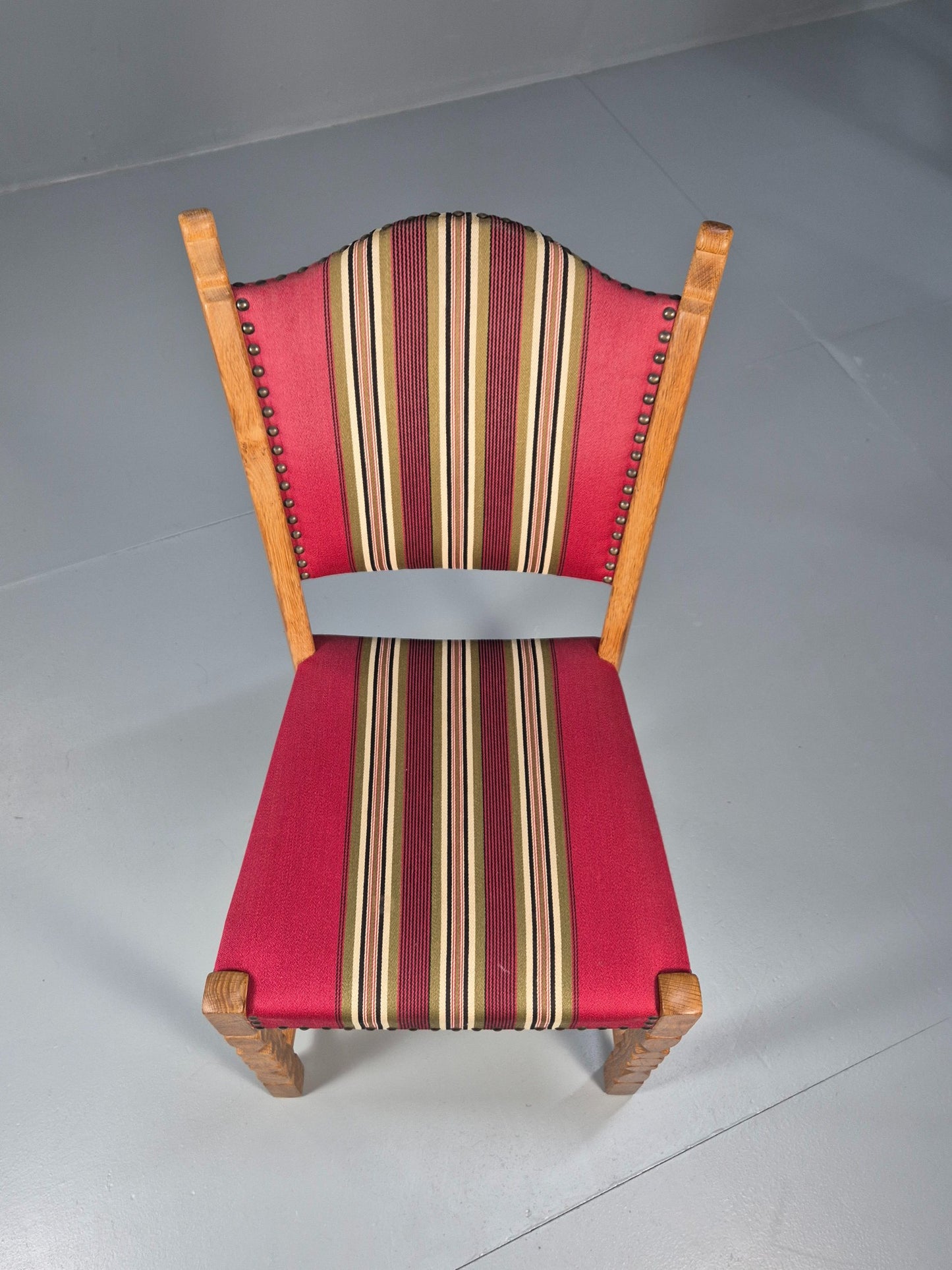 6 Vintage Kjaernulf Style Danish Oak Dining Chairs 1970s Retro Red Wool EB9535