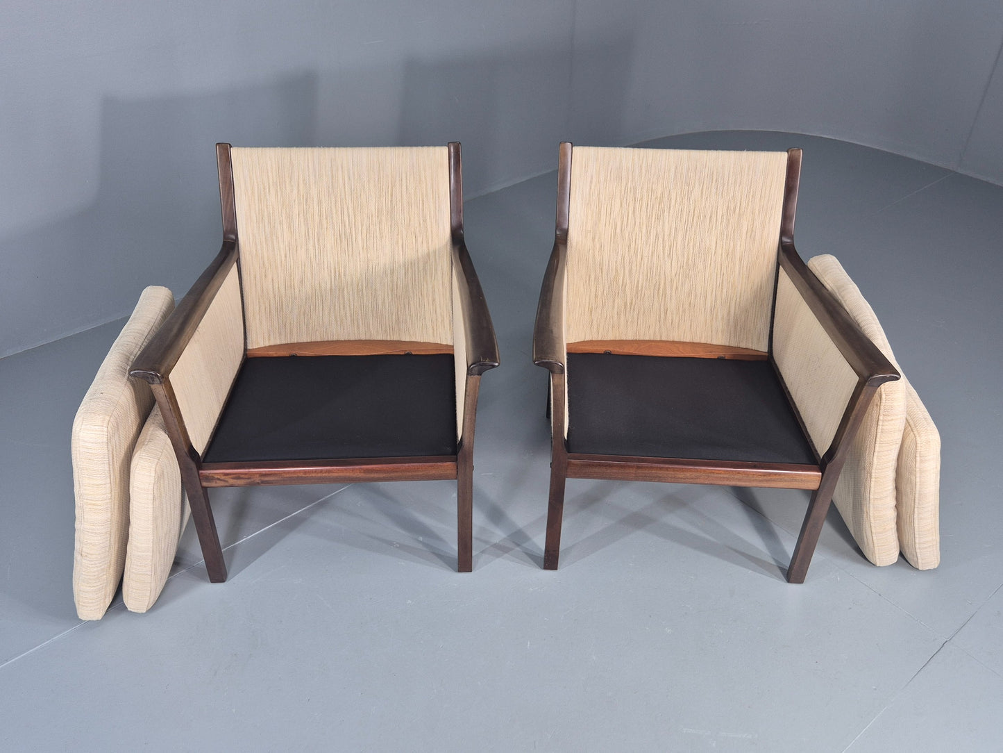 2 Vintage Ole Wanscher Mid Century Lounge Chairs P Jeppesen 1960s Retro EB12319