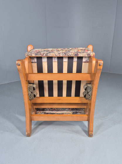 Vintage Mid Century Rocking Chair Floral Print Synthetic Fabric 1970s EB12920