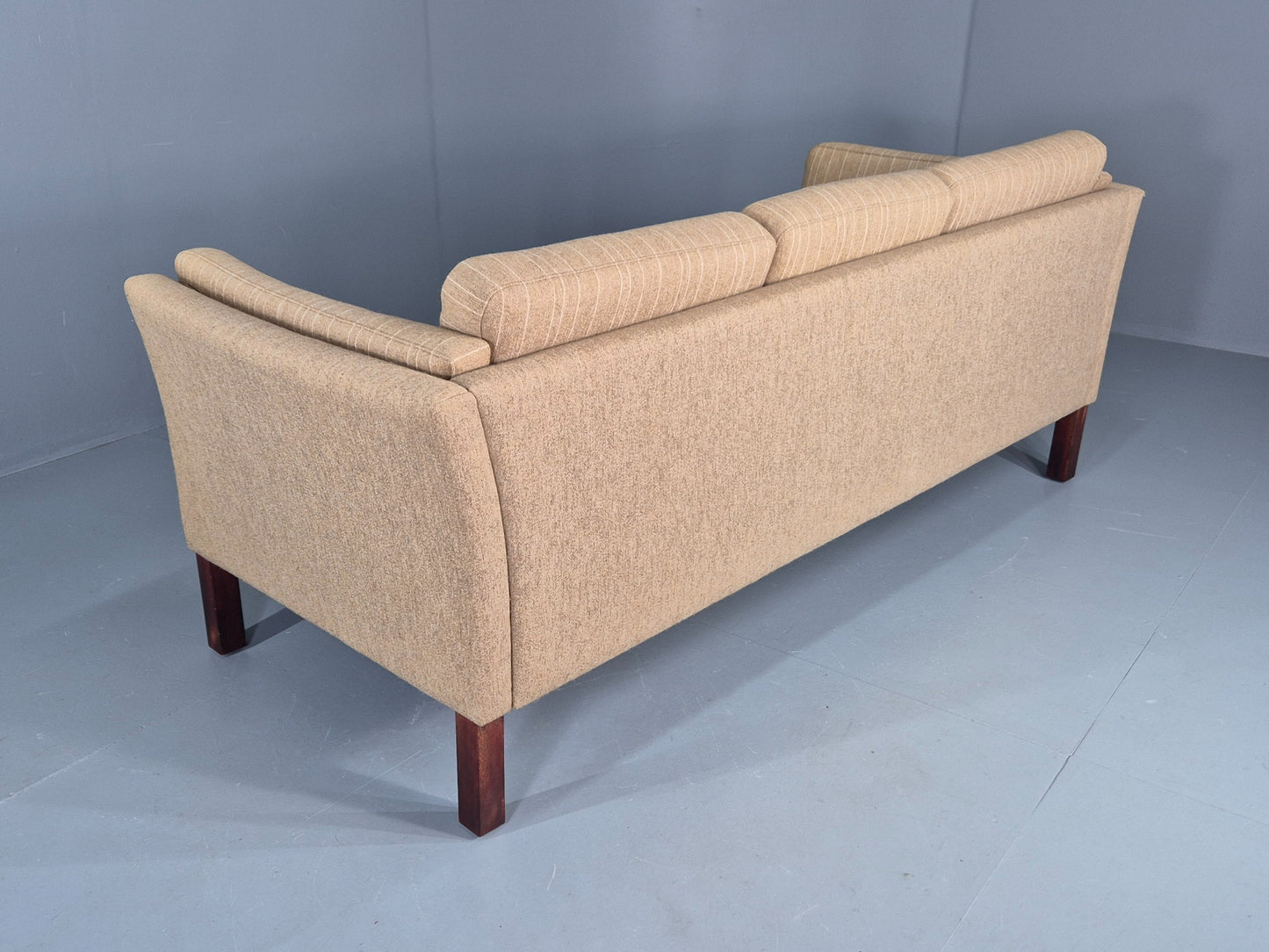 Vintage 3 Seater Sofa Danish Design 1980s Wool upholstery Retro MCM EB12543