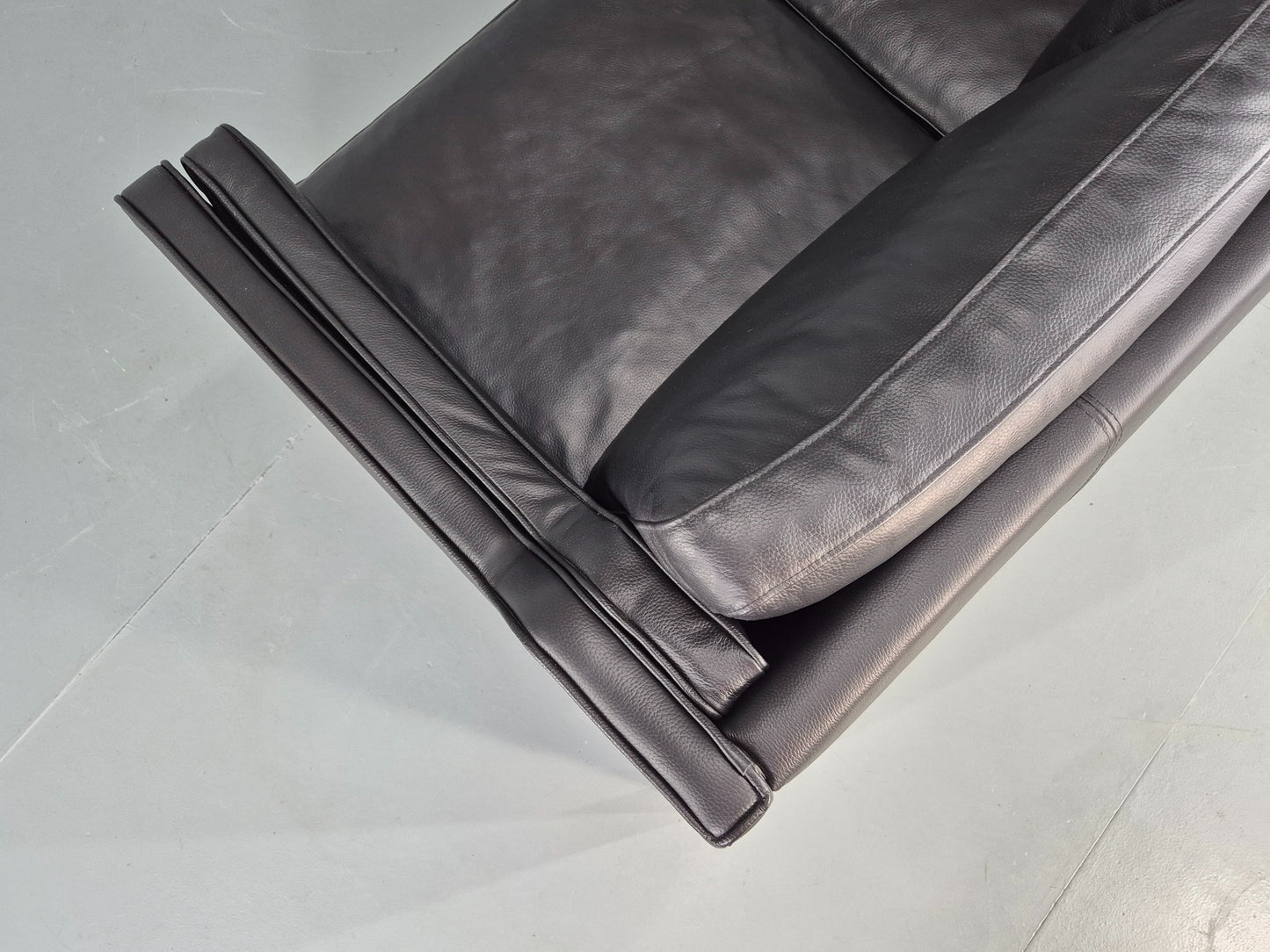 Vintage Danish 3 Seat Sofa Black Leather Mogensen Style 1980s Retro MCM EB12445