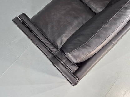 Vintage Danish 3 Seat Sofa Black Leather Mogensen Style 1980s Retro MCM EB12445