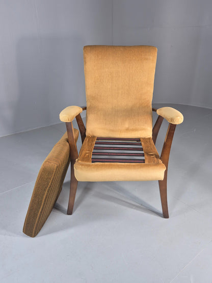 Vintage 1960s Lounge Chair Hardwood Frame with High Back Retro MCM EB11827