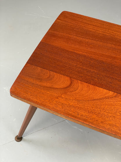Vintage 1960s Side Table Spindle Legs Mahogany Ply Top Mid Century EB11880