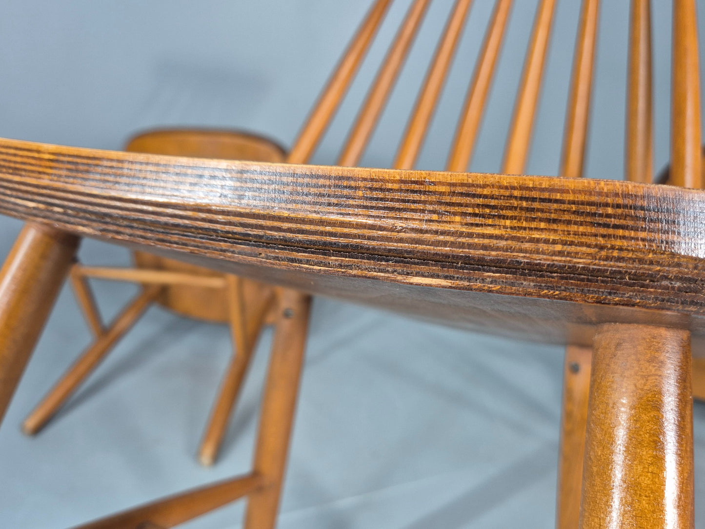 4 Vintage 1970s Retro Dining Chairs Scandinavian Stick Back Design EB12257
