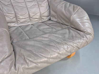 2 Vintage 1980s Leather Lounge Chairs Bentwood Frames Danish Retro MCM EB09253