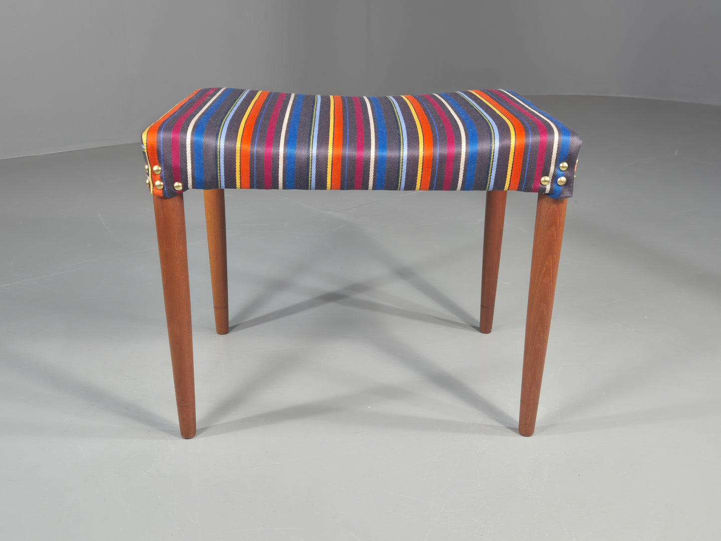 Vintage Midcentury Footstool Danish Design New Upholstery Retro Teak EB12049