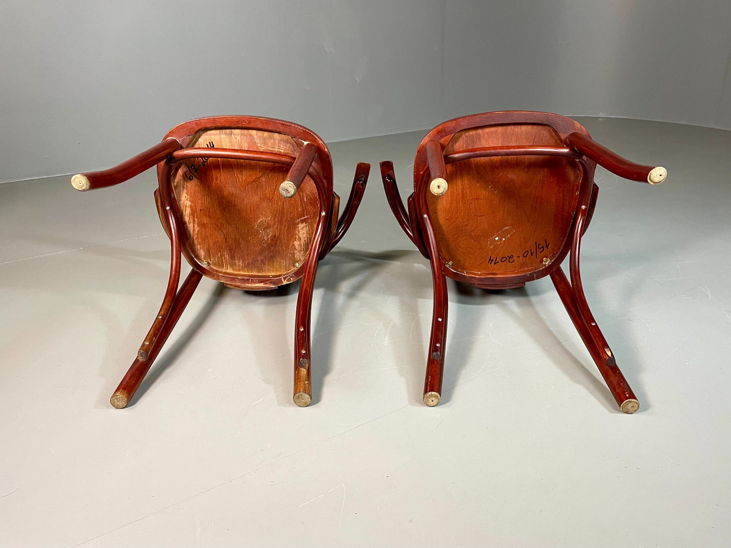 2 Bistro Chairs Thonet style Mahogany Colour Late Twentieth Century EB06253