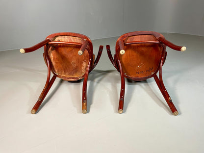 2 Bistro Chairs Thonet style Mahogany Colour Late Twentieth Century EB06253