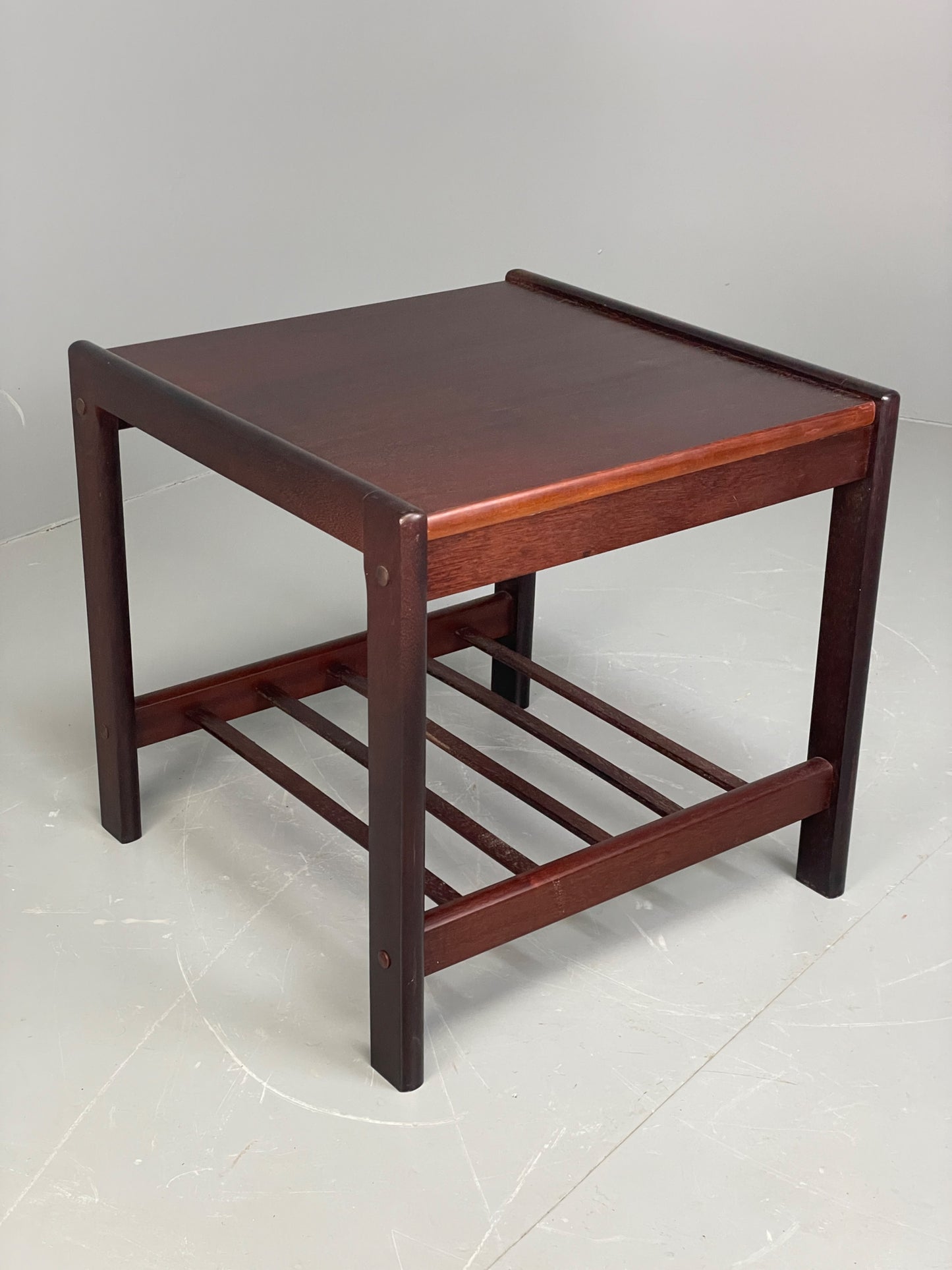 Vintage Danish Coffee Table Retro 1970s Darkwood With Magazine Rack EB12221