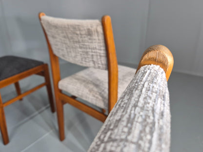 6 Vintage Mid Century Dining Chairs Teak Frame Two Tone Coverings 1970s  EB12035