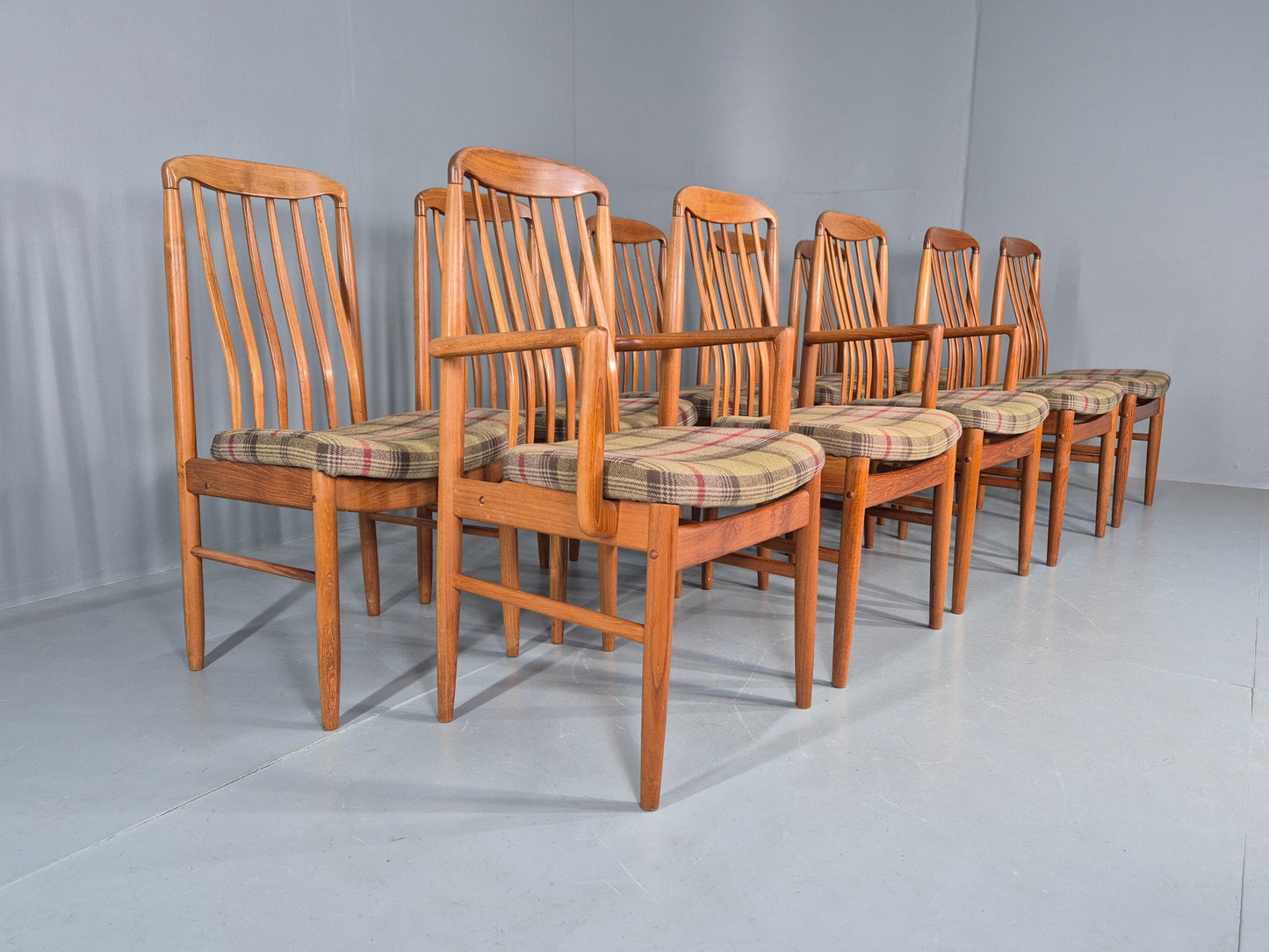 10 Vintage Mid Century Dining Chairs Teak Frame Benny Linden Design 70s EB12165