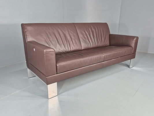 Vintage 3 seater Sofa Large brown leather Jori Brand 1980s Retro  EB11916