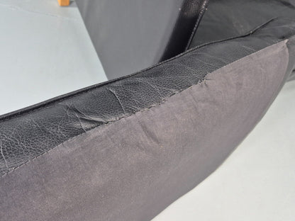 Vintage 3 Seater Sofa Danish Black Leather Mid Century Style 1980s Retro EB12418