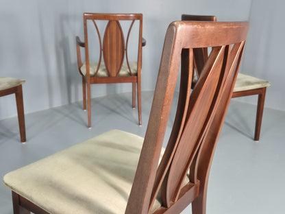 6 Vintage G Plan Teak Dining Chairs X Frame Green Seats 1970s Retro EB12260