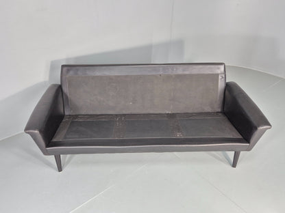 Mid Century 3 Seater Sofa Danish 1960s Black Leather Retro Modern Design EB11355