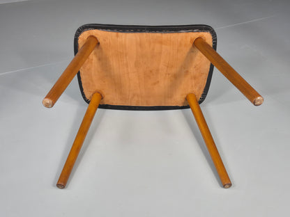 Vintage Mid Century Danish Footstool Black Vinyl Curved Form EB12026
