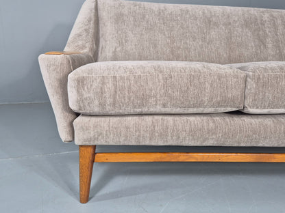 Vintage 3 Seater Danish Mid Century Sofa Oak Frame Paws New Upholstery EB11125