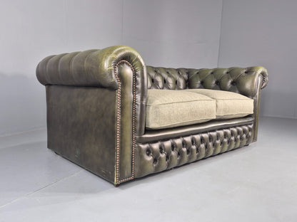 Vintage 2 Seater Sofa Green Chesterfield New Cushions Classic  EB11937