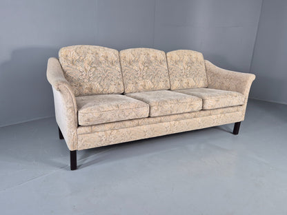 Vintage Danish 3 seater Sofa 1980s Floral Cotton Velour retro MCM EB12562