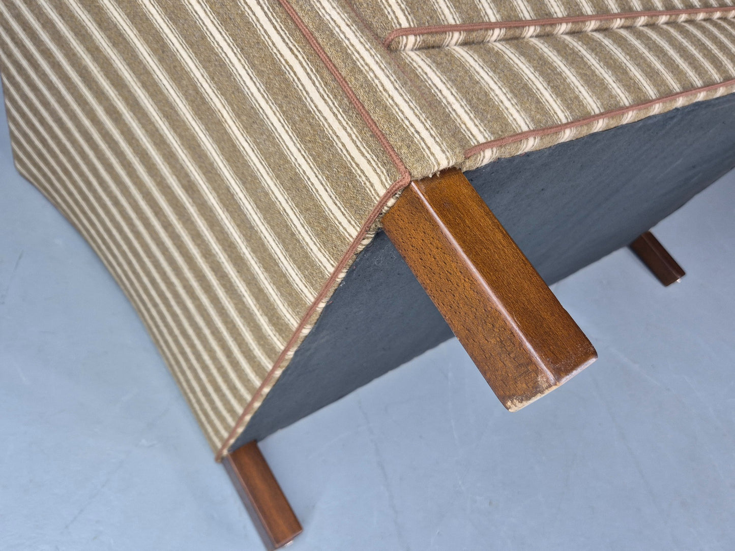 Vintage Danish Art Deco Style 2 Seater Sofa Green and Cream Wool Stripe EB12695
