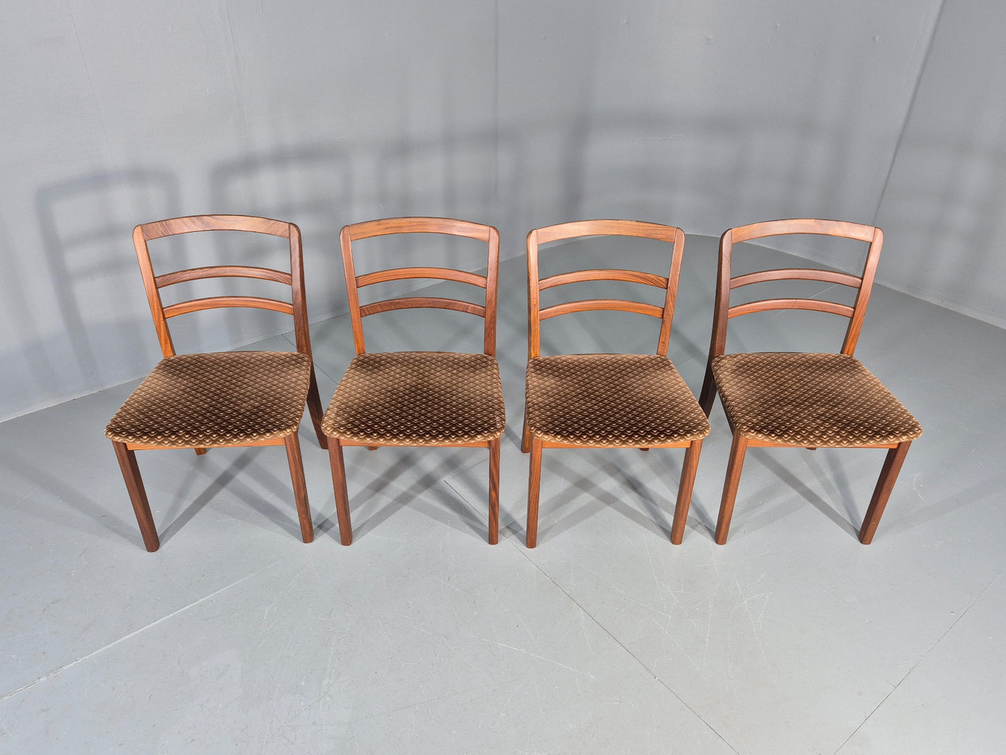 4 Vintage G plan Dining Chairs  Ladder Back Original Seats Teak 1970s EB12174