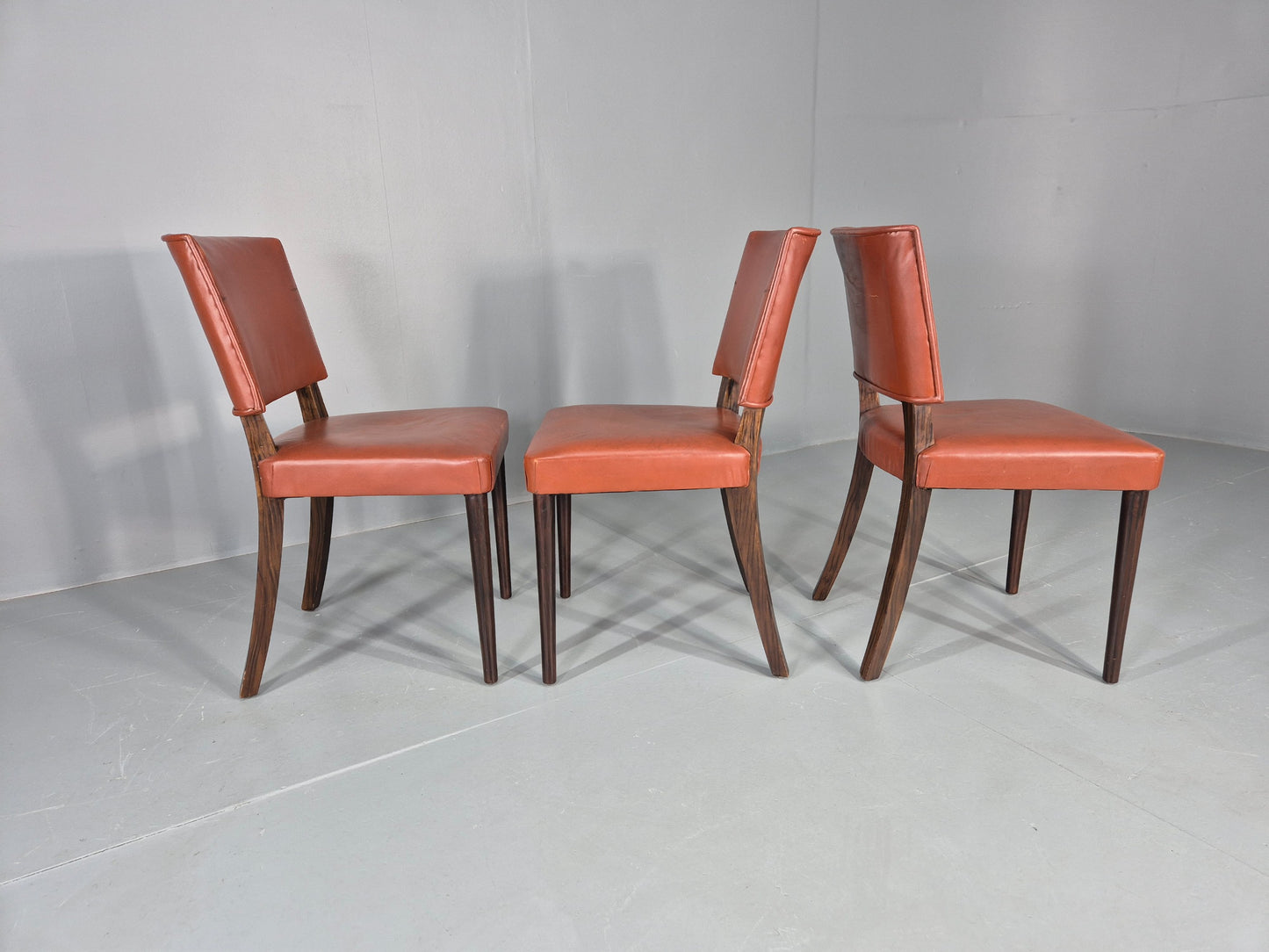 3 Mid Century Style Leather Dining Chairs Rero late 20th Century EB12532