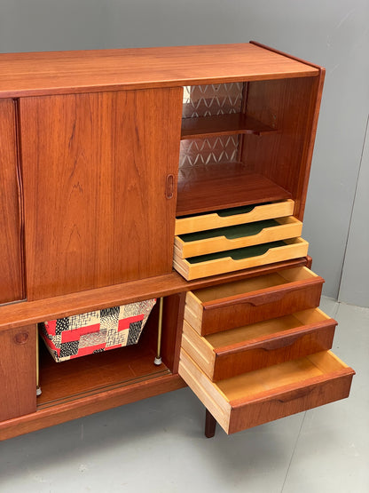 Vintage Danish Teak Highboard 1960s Mid Century Drawers Shelving Retro EB12347