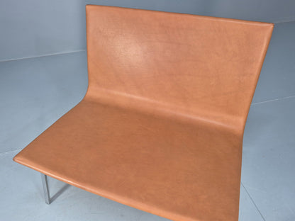 Vintage Tacchini Leather Lounge Chair Chrome Frame Modern Design EB9949