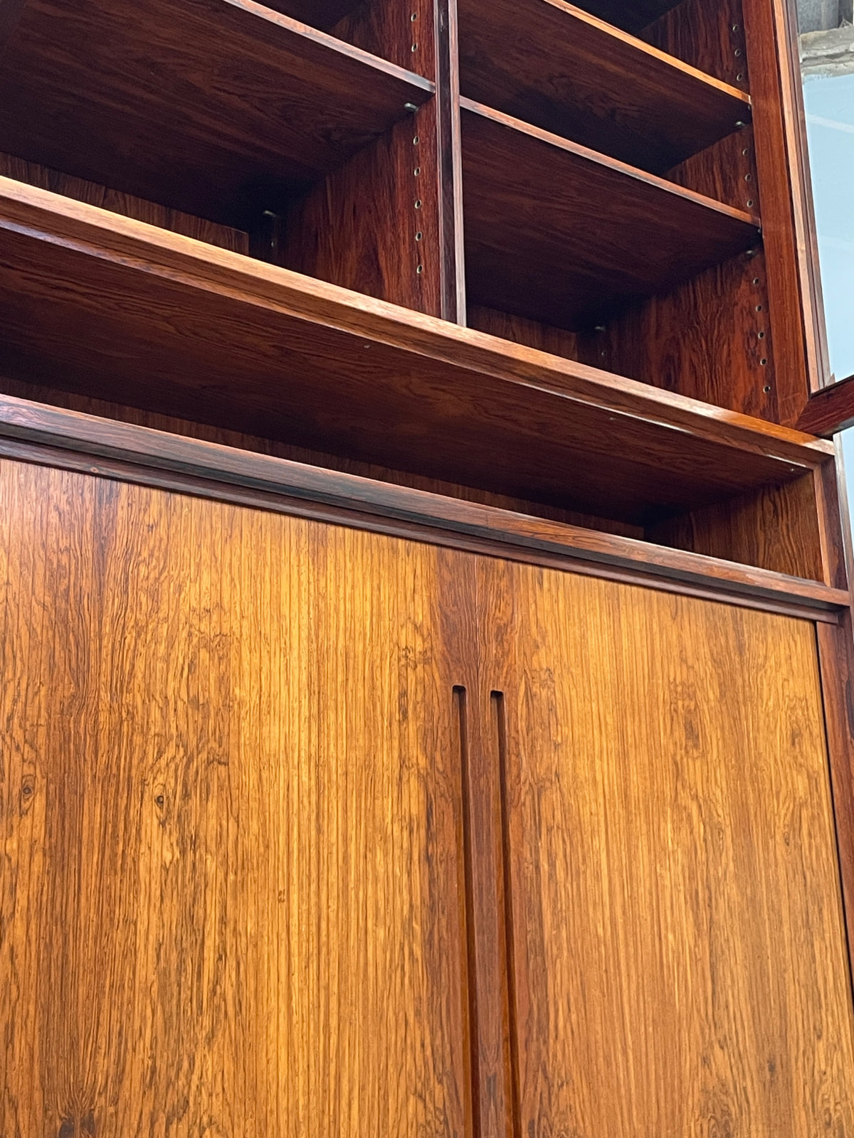 Vintage Danish Wall Unit Mid Century 1960s Tambour Shelving Cabinet Retro 13100