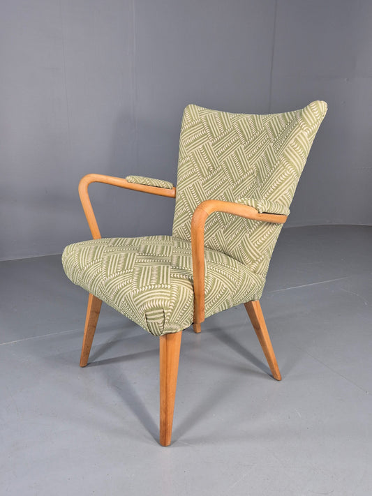 Vintage 1950s Lounge Chair Cintique Beechwood Frame New Upholstery Retro EB11948