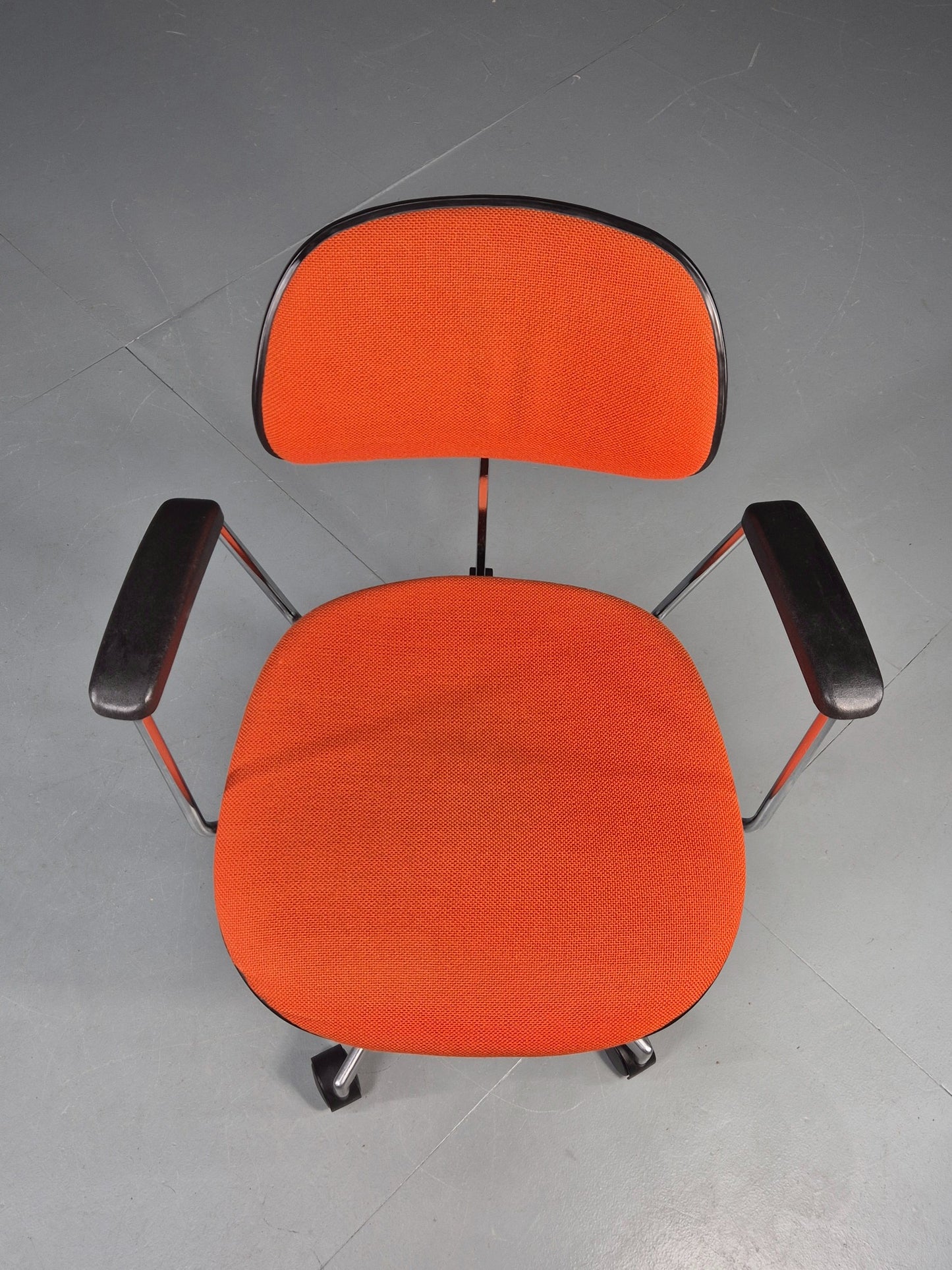 Vintage 1970s Office Chair Danish Labofa Orange wool Retro EB12128