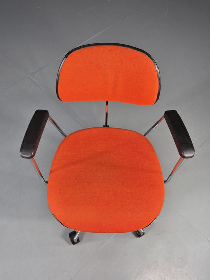 Vintage 1970s Office Chair Danish Labofa Orange wool Retro EB12128