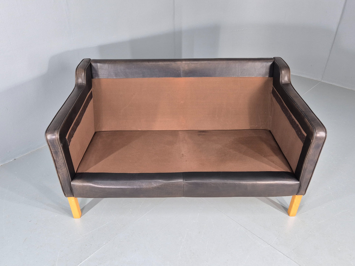 Vintage 2 Seater Sofa Mid Century Danish Leather Retro 1980s EB12227