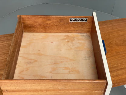 Vintage 1960s Compact Desk Teak Uniflex White Retro Mid Century Drawers EB12968