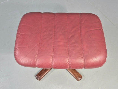 Vintage Danish Leather Footstool 1980s Retro EB09060