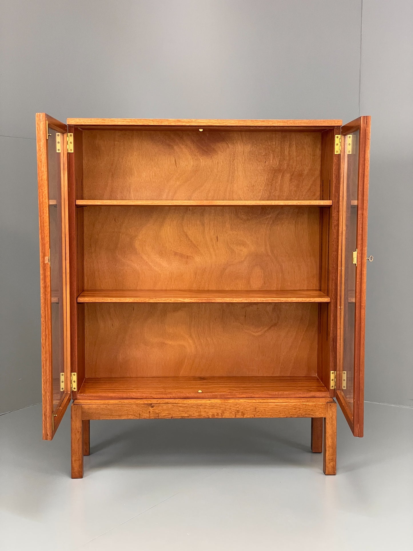 Vintage Bookcase Enham Military Glass Doors 1960s Midcentury Mahogany EB12609