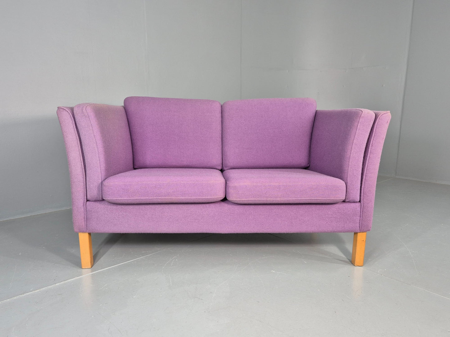 Vintage 2 seater Sofa Mids Century Danish in Purple Wool 1970s Retro EB12144