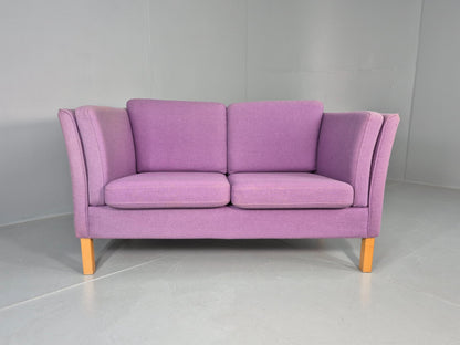 Vintage 2 seater Sofa Mids Century Danish in Purple Wool 1970s Retro EB12144
