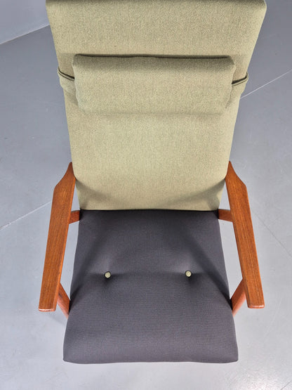 Vintage Mid Century Danish Lounge Chair Teak Frame High Back 1960s Retro EB12125