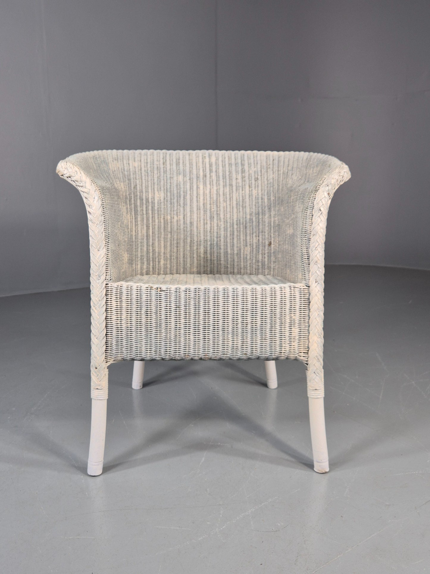 Vintage Lloyd Loom chair 1930s Original White Painted B12163
