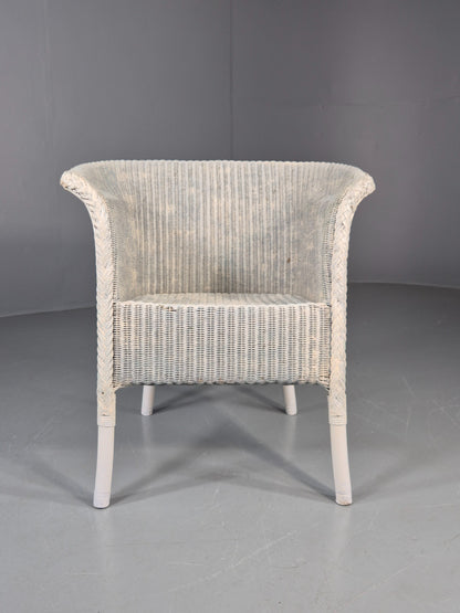 Vintage Lloyd Loom chair 1930s Original White Painted B12163