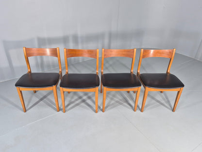 4 Vintage 1960s Dining Chairs Beech Frames Vinyl Seats Retro Mid Century EB12523