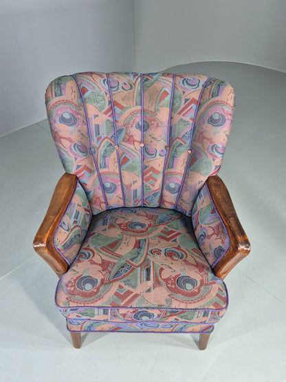 Vintage Danish Art Deco Armchair with 1980s Purple Makeover Retro MCM EB12763
