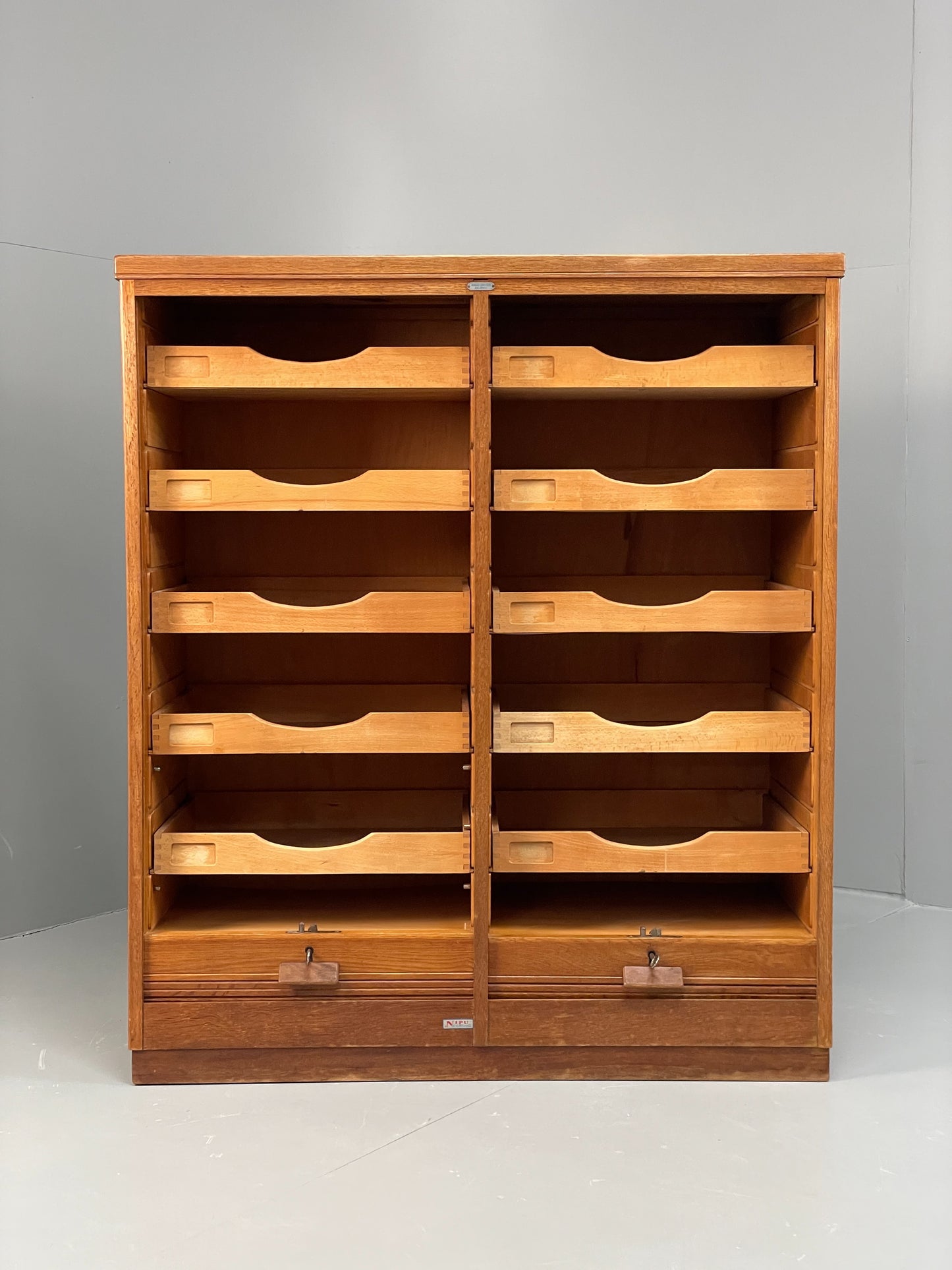Vintage Tambour Fronted Cabinet 1950s Danish By NIPU Drawers Art Storage EB12330