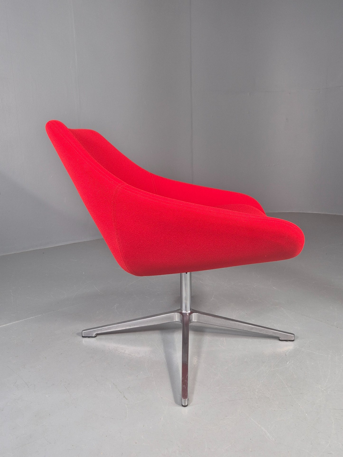Vintage Allermuir Open Range Swivel Chair Red Fabric EB12247